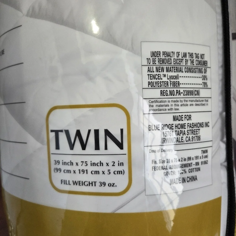 Hotel Suite Tencel Cooling Hypoallergenic Twin Size 2inch Mattress Topper